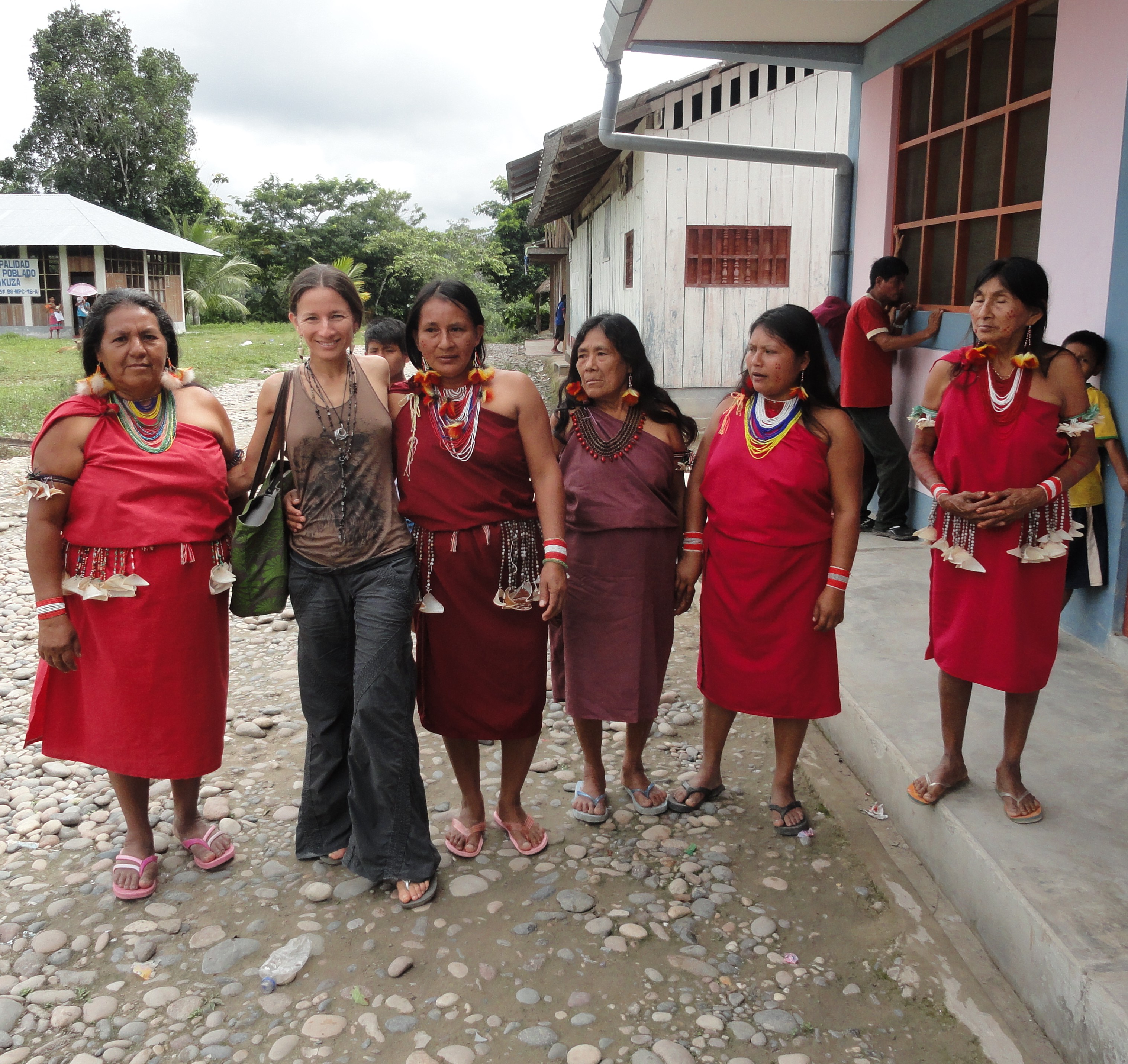 Violeta Villacorta with Awajun artisans in the Peruvian Amazon
